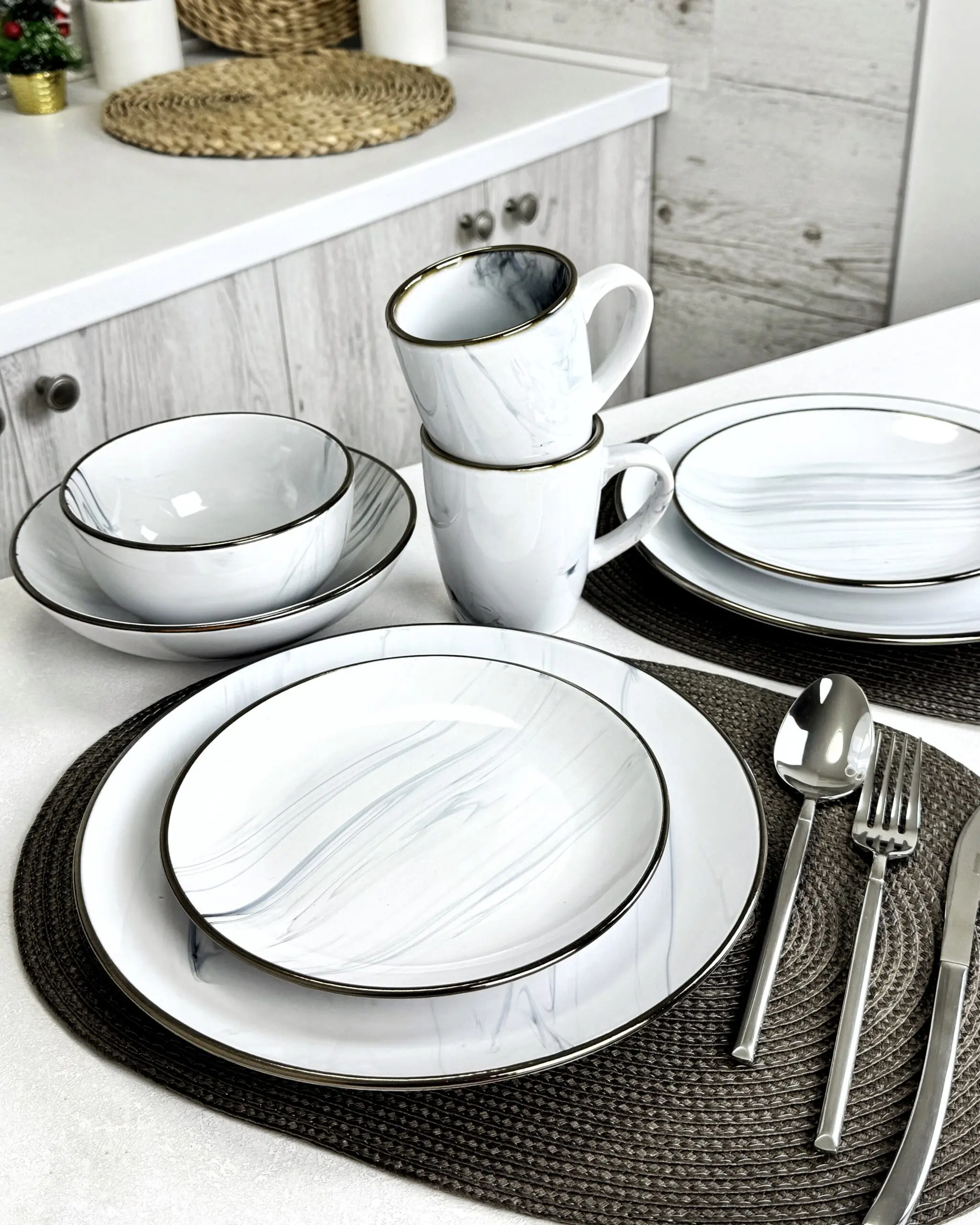 Столовий сервіз 18 пр. Intrendo Maritimo Golden rim white IN0018MAR - Зображення 9