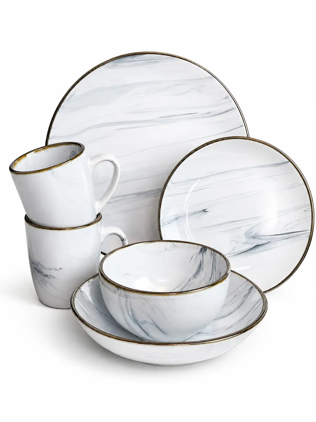 Столовий сервіз 18 пр. Intrendo Maritimo Golden rim white IN0018MAR